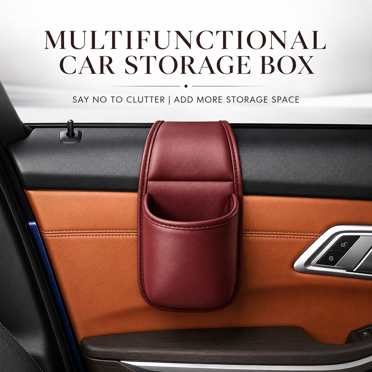 Leather Car Door Organizer – Phone & Key Storage