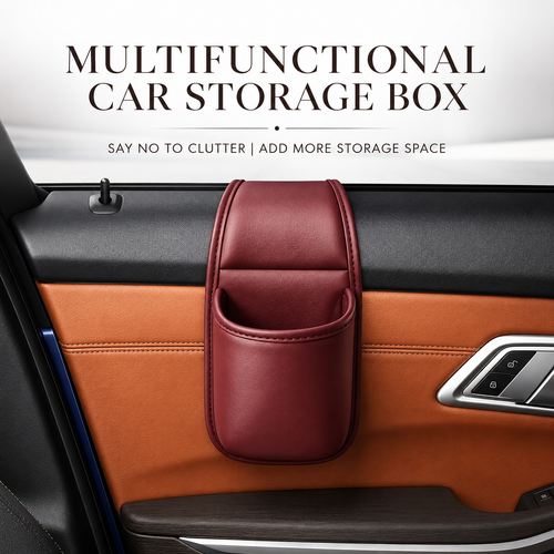 Leather Car Door Organizer – Phone & Key Storage