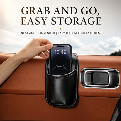 Leather Car Door Organizer – Phone & Key Storage