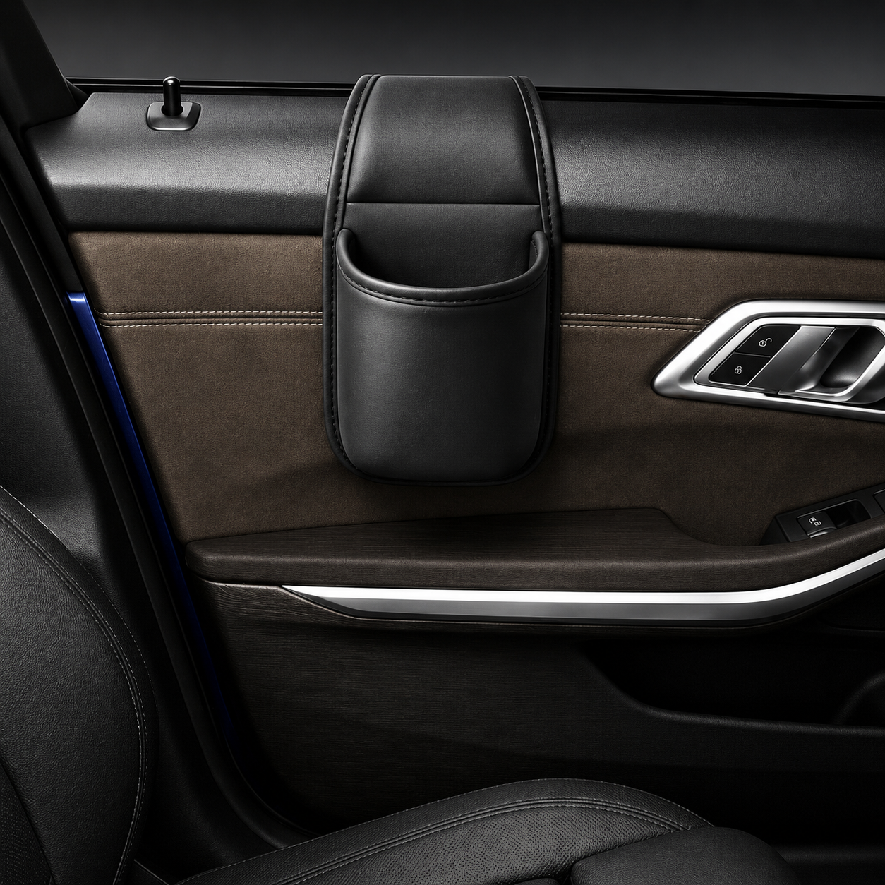 Leather Car Door Organizer – Phone & Key Storage
