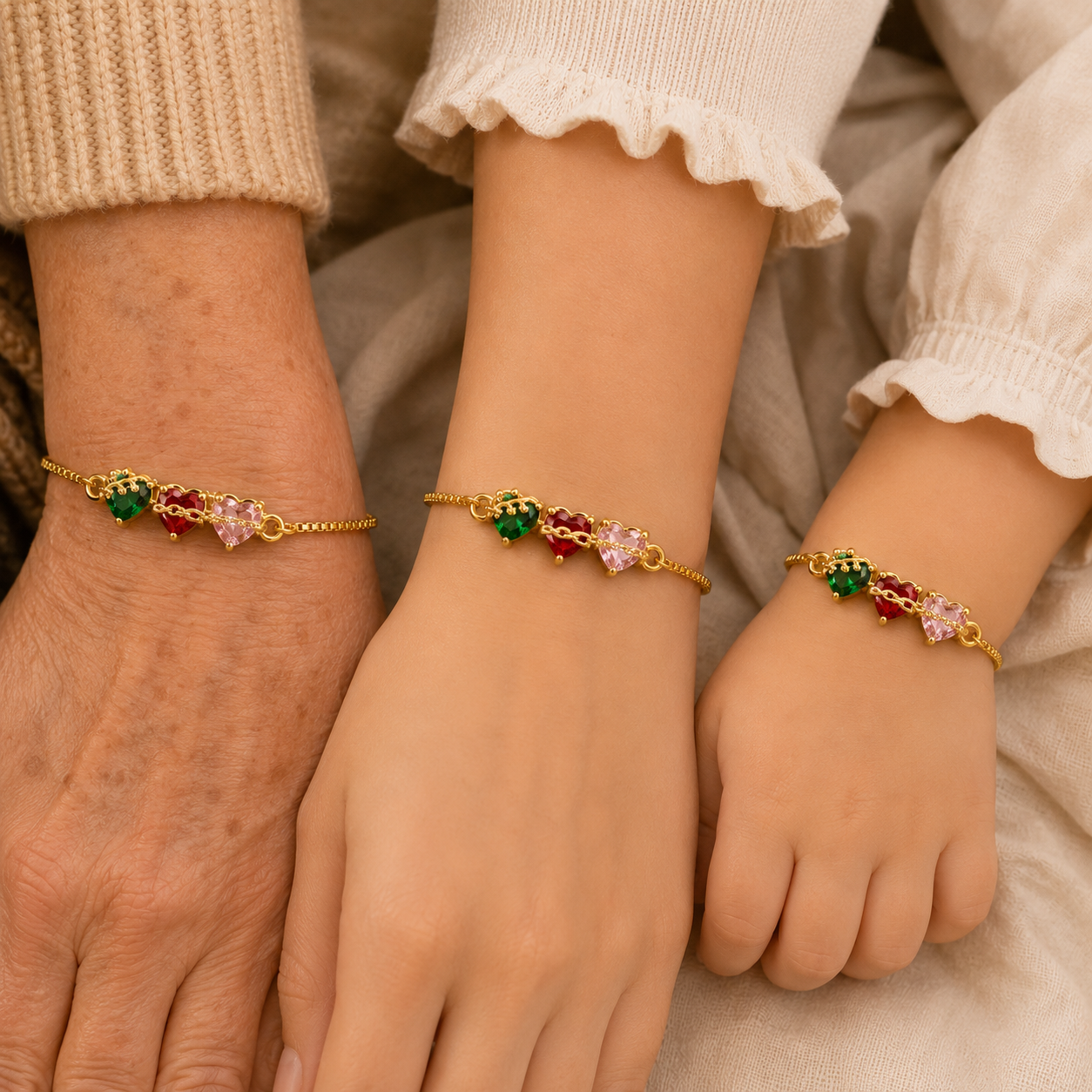 Pulsera 3 Corazones de Fe